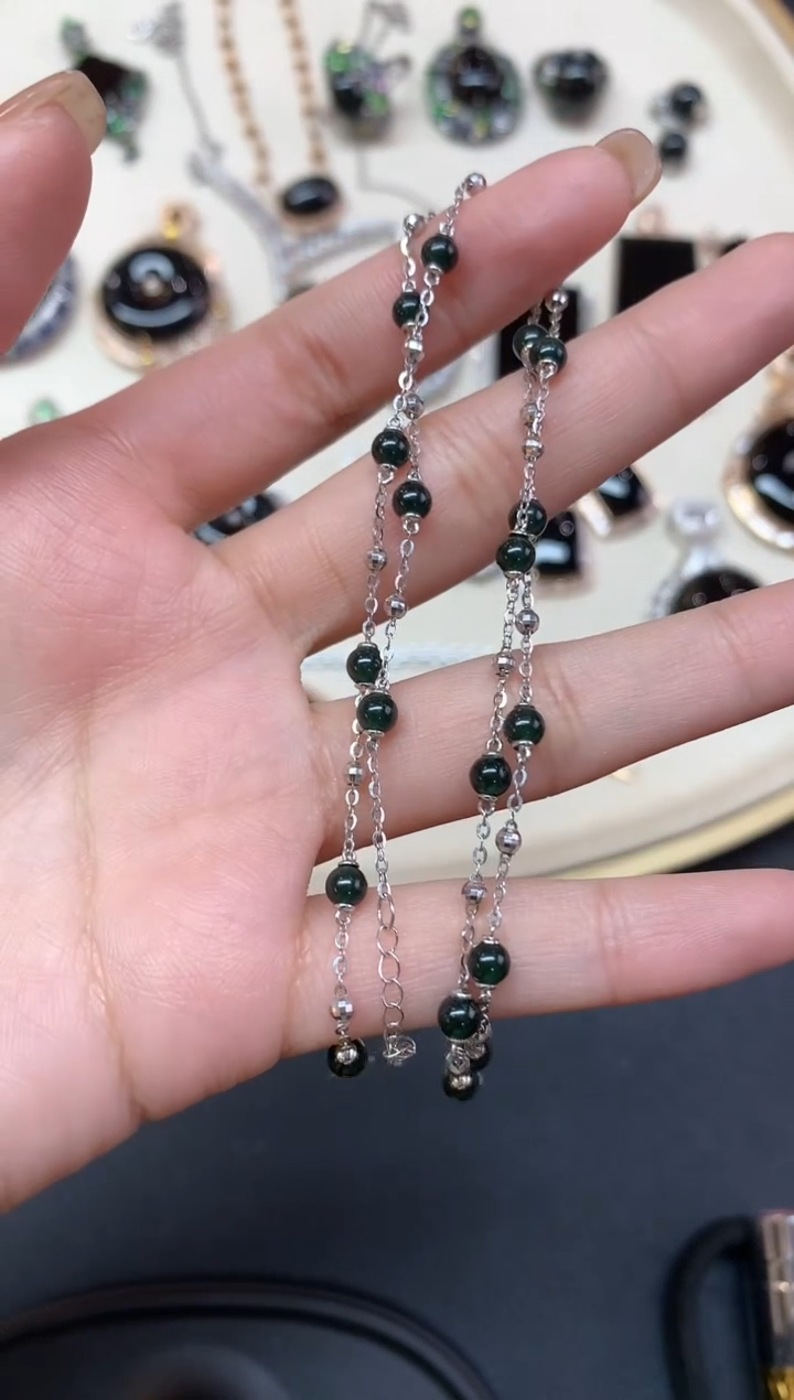 【闪购商品】翡翠套链18K金镶嵌套链A12|3980