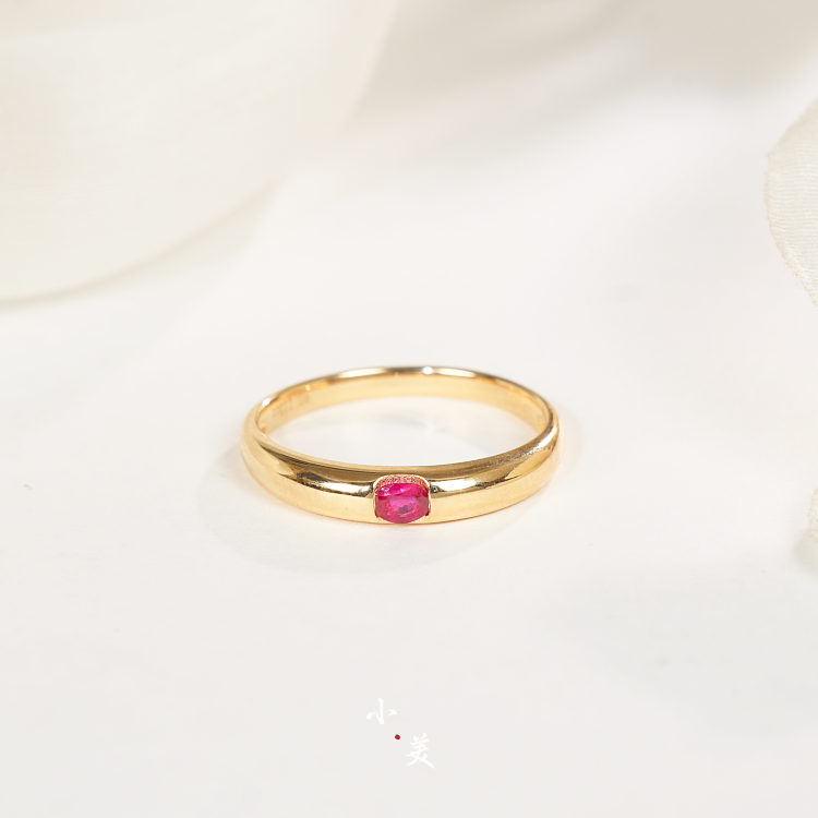 18K金红宝石光板戒指（多样性发）G4672