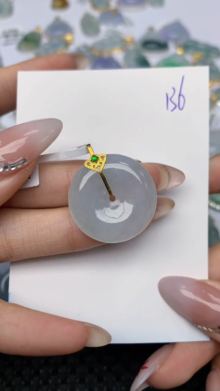 【闪购商品】翡翠颈饰18K金镶嵌天然翡翠A货 136