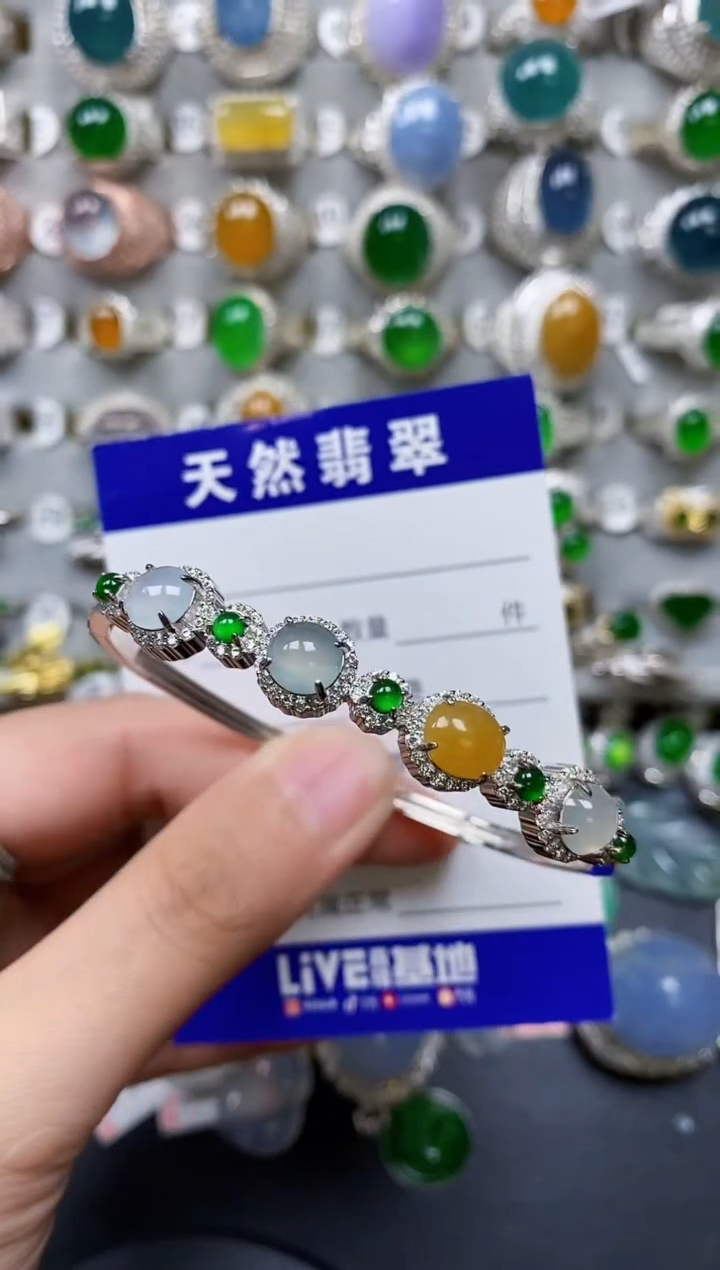 【闪购商品】翡翠手镯银S925镶嵌0748