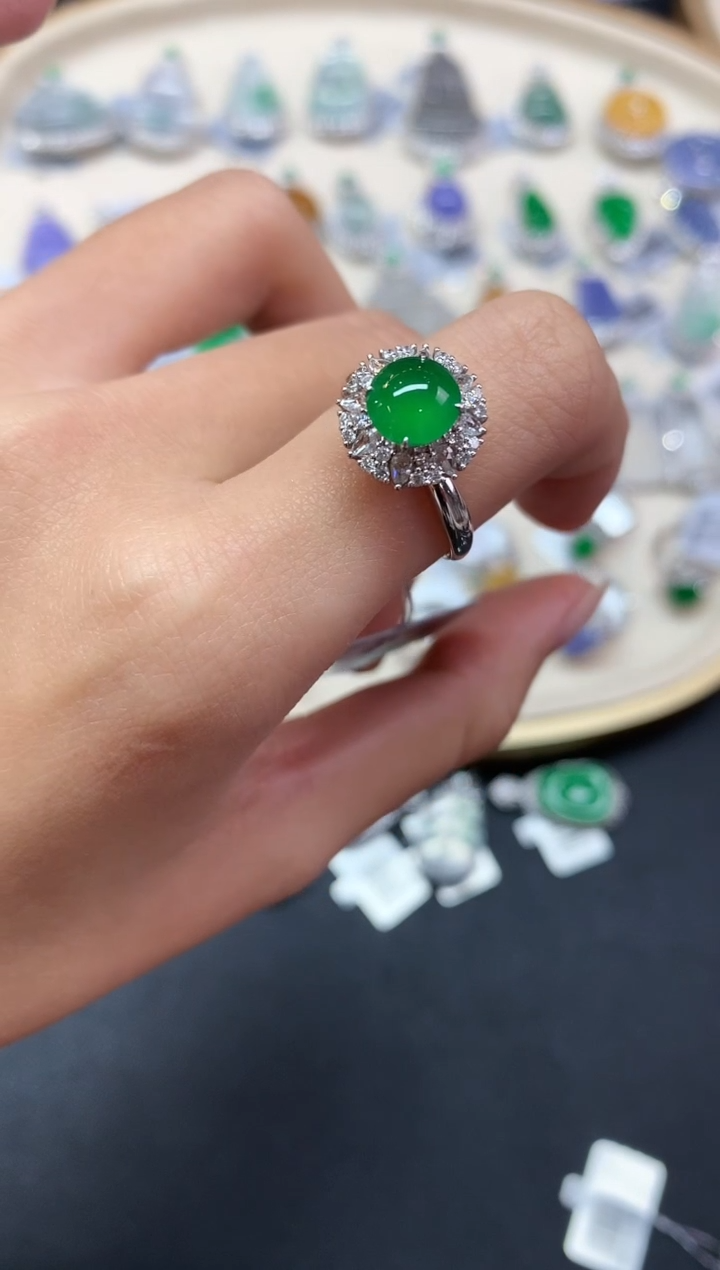 【闪购商品】翡翠戒指18K金镶嵌戒指A48|25000