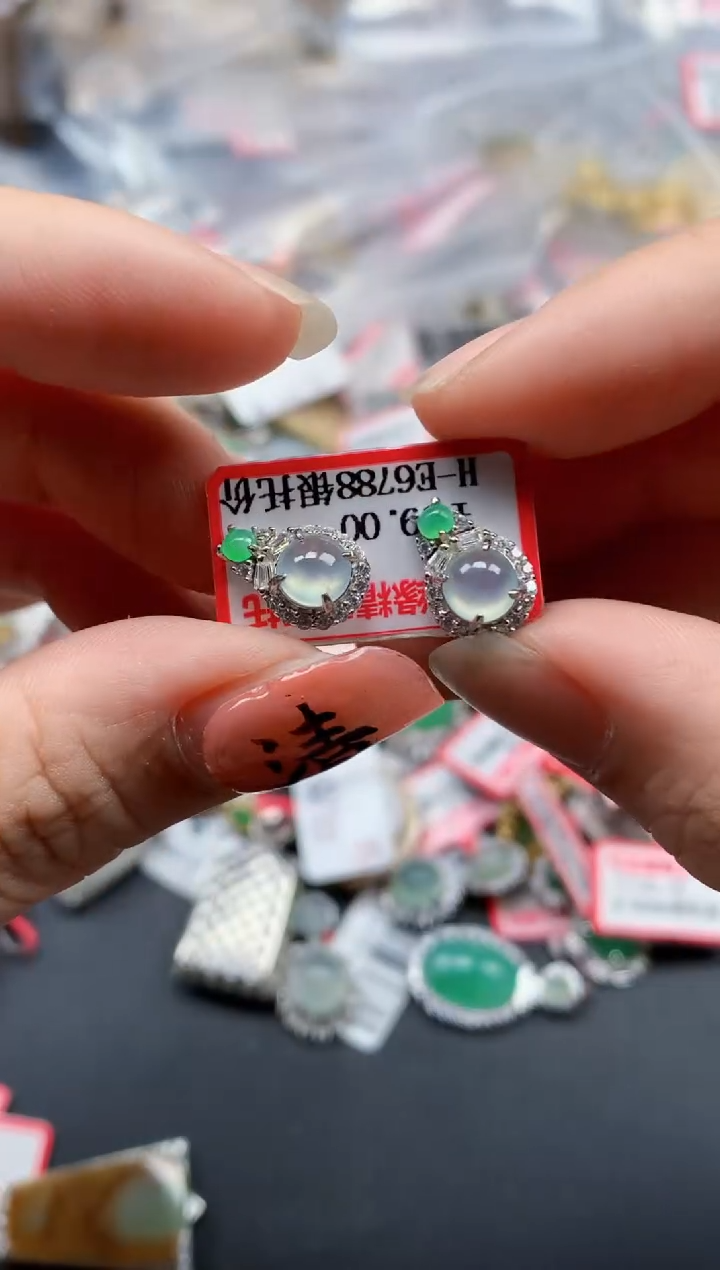 银S925镶嵌戒指翡翠天然A货缅甸翡翠