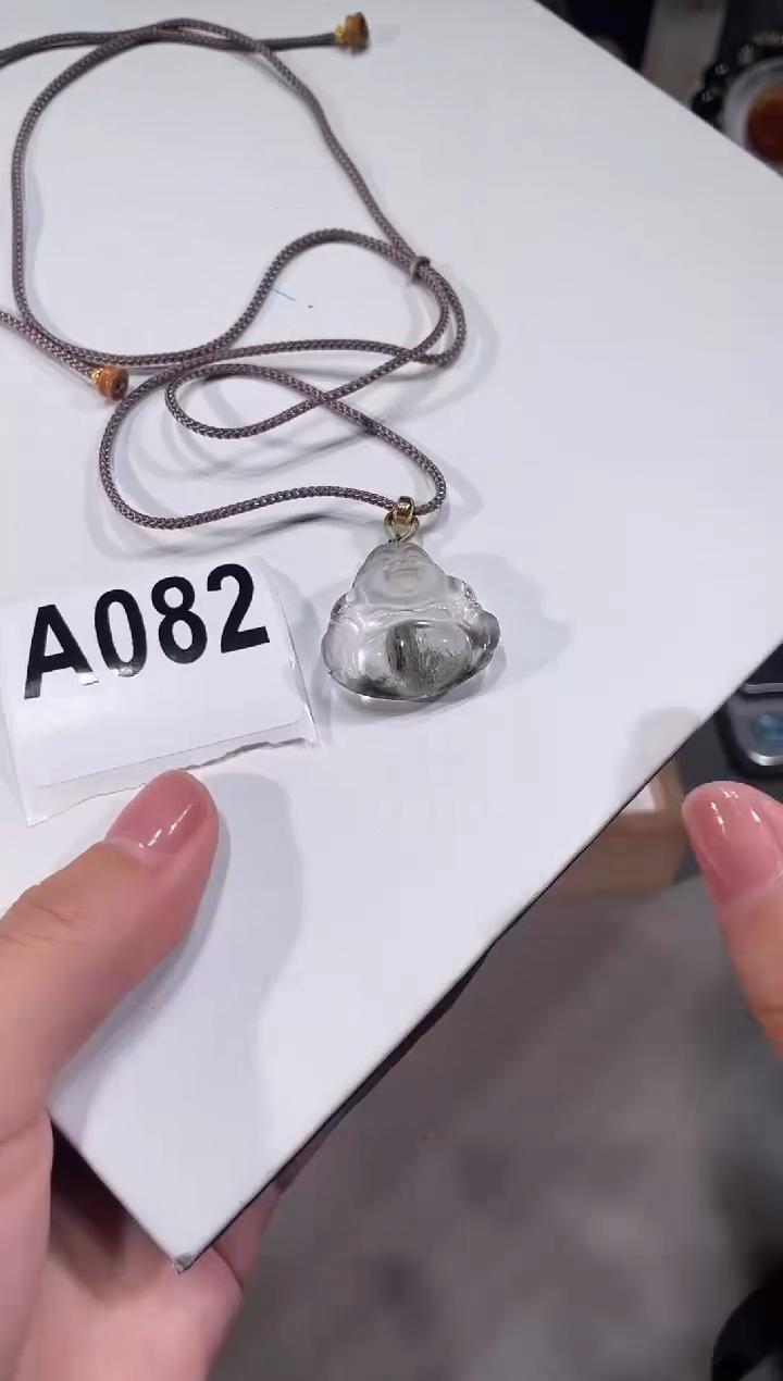 未镶嵌手链水晶A082绿幽灵佛公吊坠25*27mm