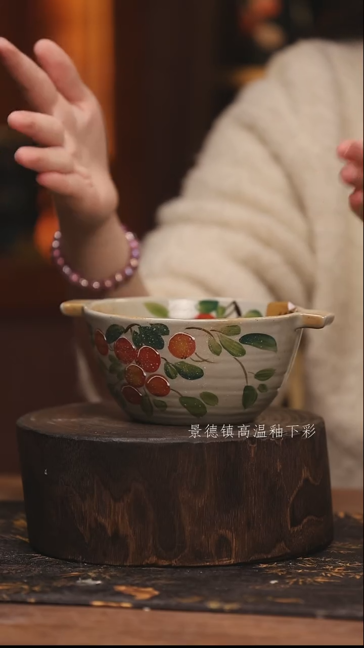 陶瓷景德镇高温釉下手绘陶瓷@L412@