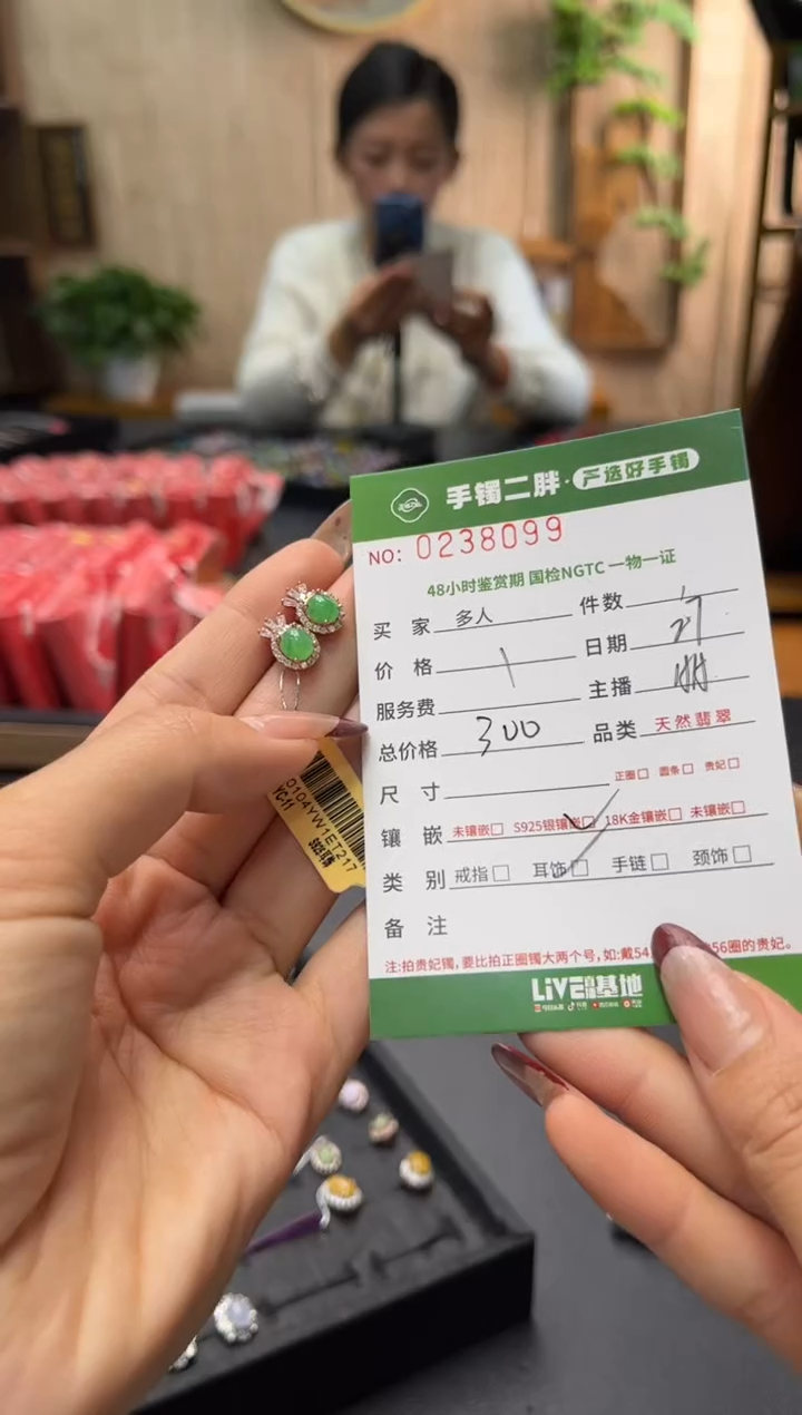 【闪购商品】翡翠耳饰银S925镶嵌多人