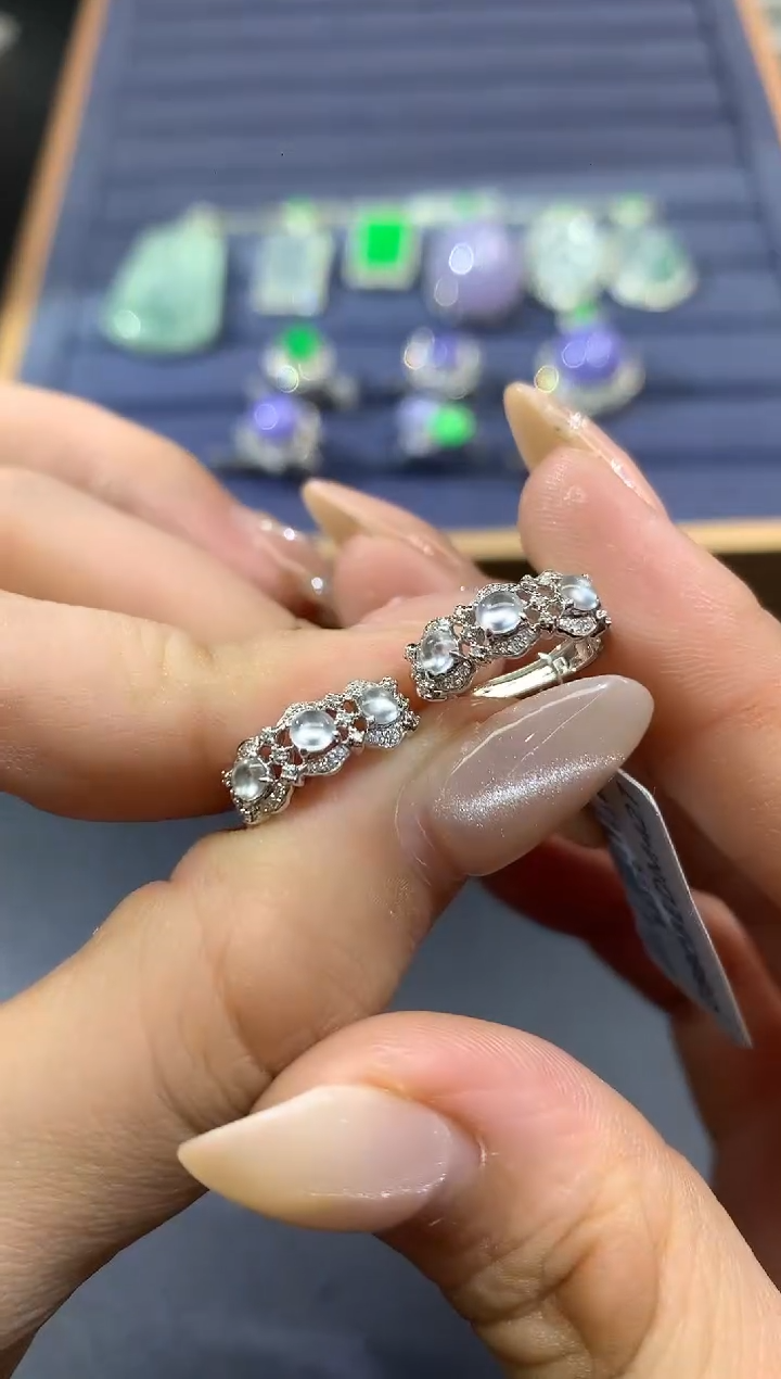 18K金镶嵌翡翠耳饰A398|6980