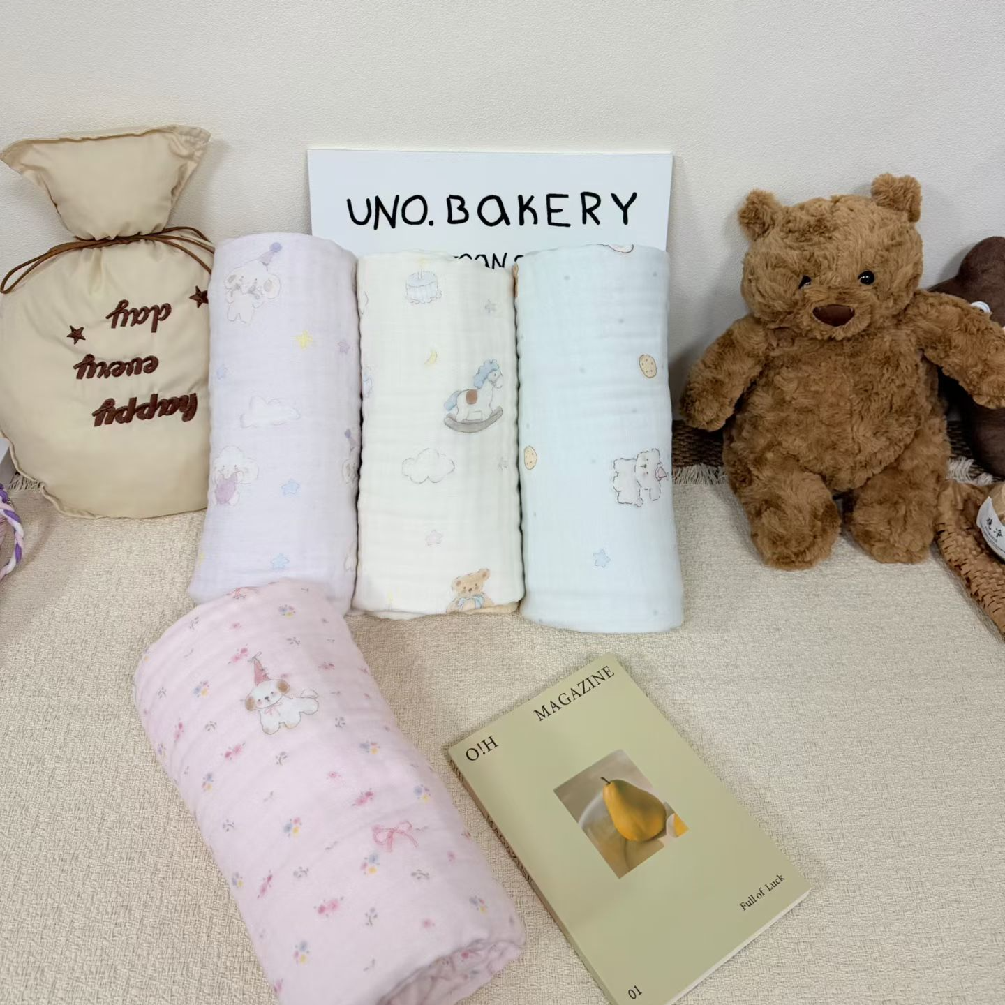 新生儿六层竹棉云汐纱柔软抗菌浴巾可作盖毯包被儿童洗澡巾