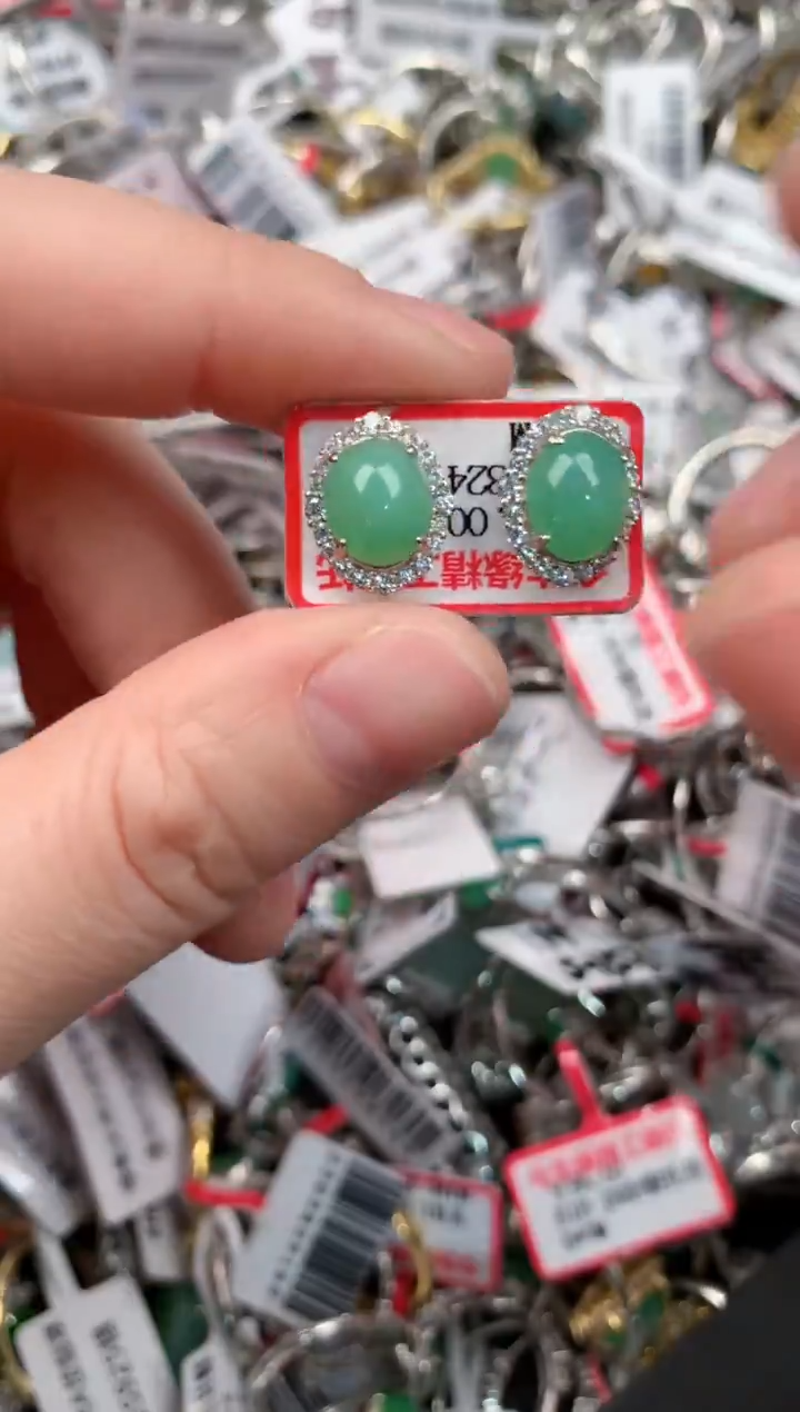 银S925镶嵌戒指翡翠55--6