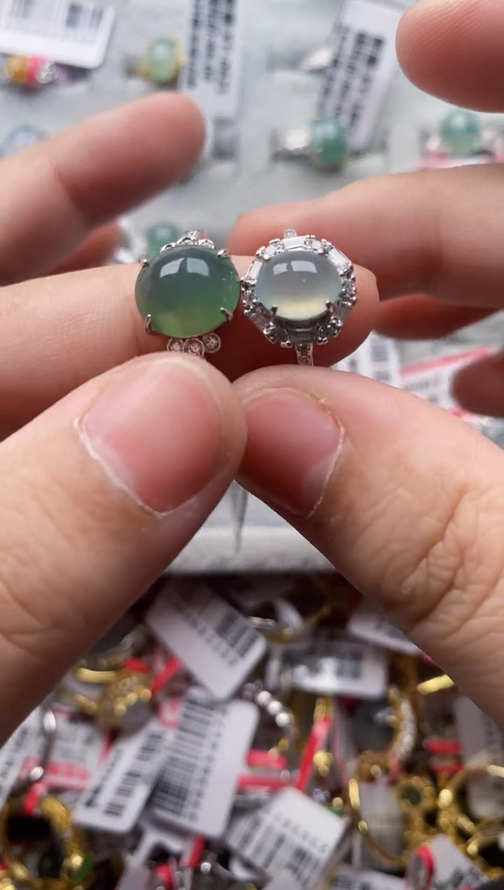 【闪购商品】翡翠戒指银S925镶嵌7777---2