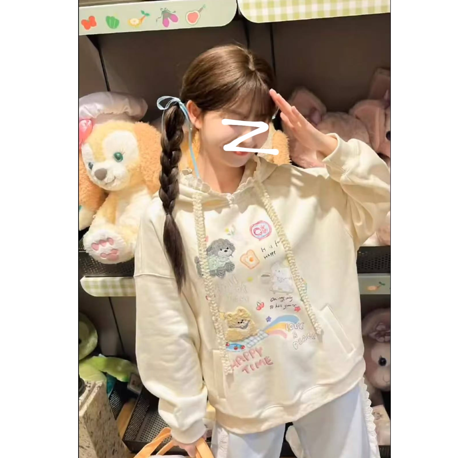 卡通动漫印花薄款春季春秋百搭连帽卫衣森系套头袋鼠兜