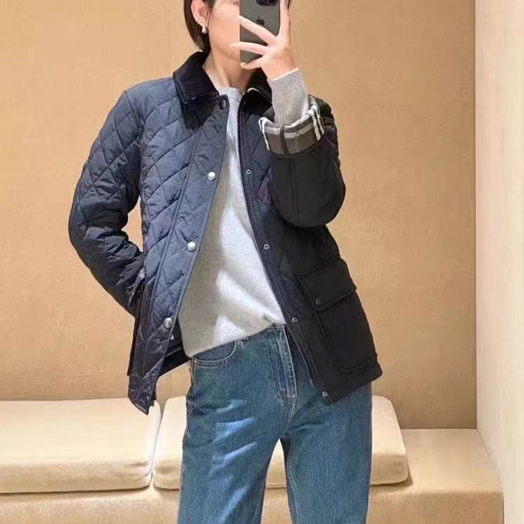 灯芯绒翻领女装休闲百搭拉链保暖棉服