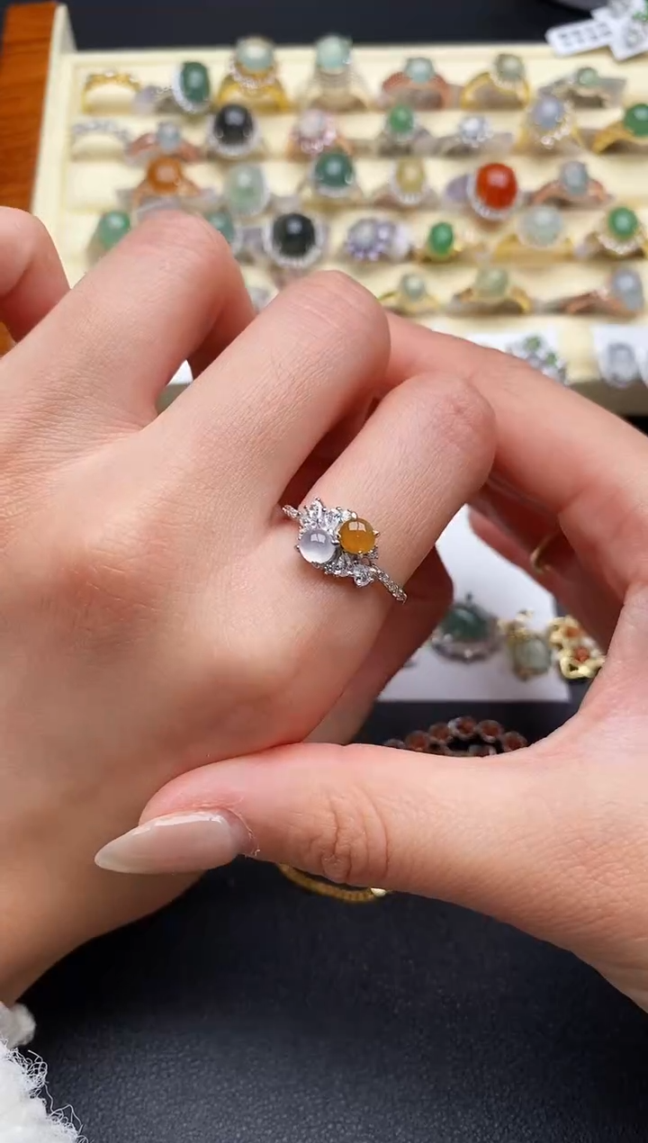 【闪购商品】翡翠戒指银S925镶嵌8888888+3