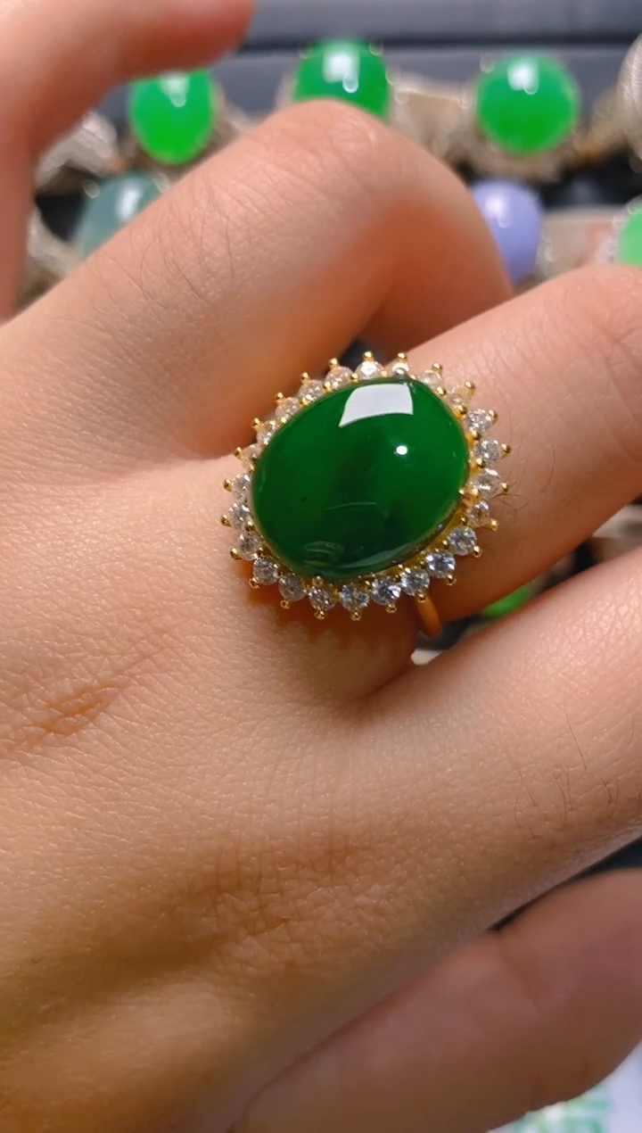 【闪购商品】翡翠耳饰银S925镶嵌天然A货翡翠1