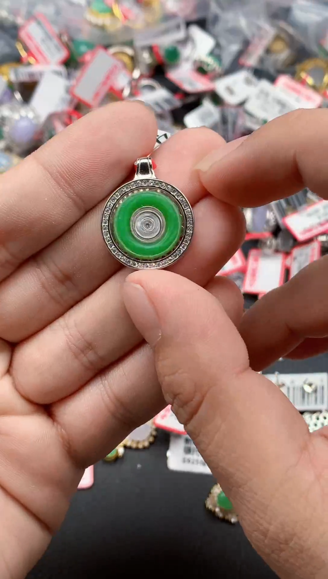 银S925镶嵌戒指翡翠天然A货缅甸翡翠