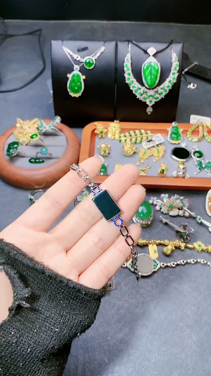 【闪购商品】翡翠手链银S925镶嵌手链