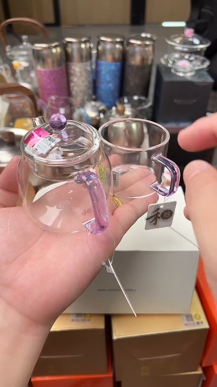 @@禾器晶彩言卿壶浅紫色+清禾杯浅紫色1只