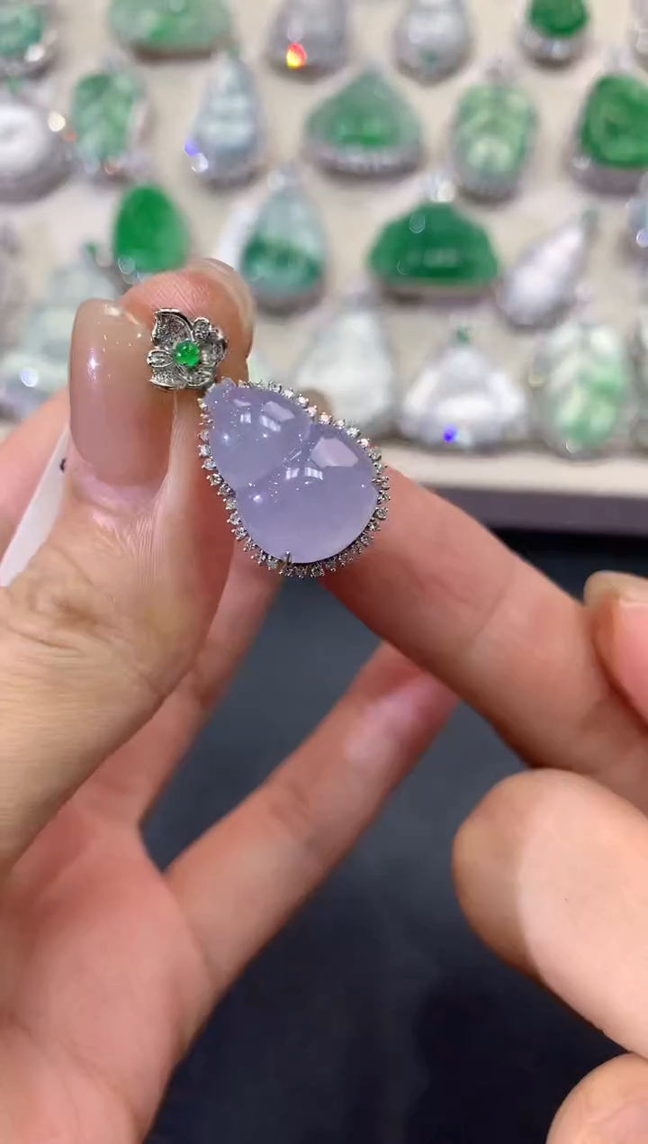 【闪购商品】翡翠吊坠(不含链)18K金镶嵌q20紫货有色差