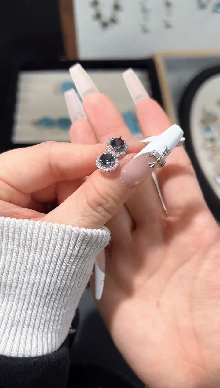 银S925镶嵌托帕石耳饰74h多样性发其一【1对】