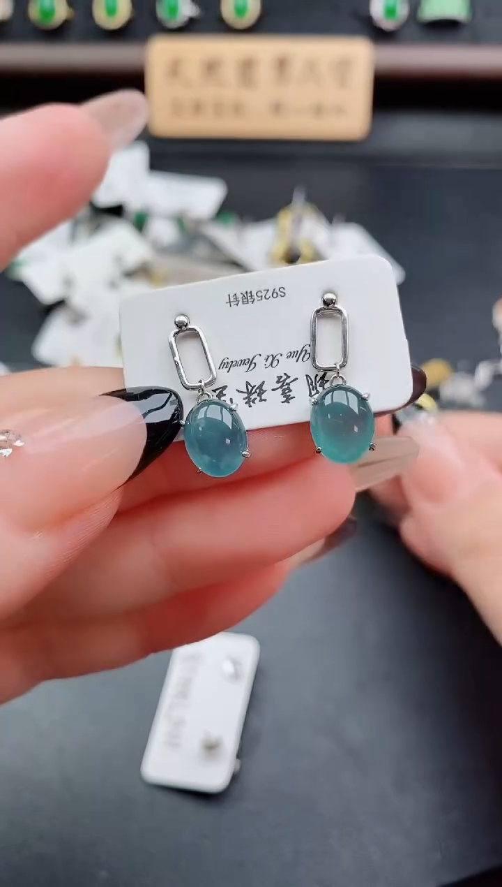 银S925镶嵌戒指翡翠1