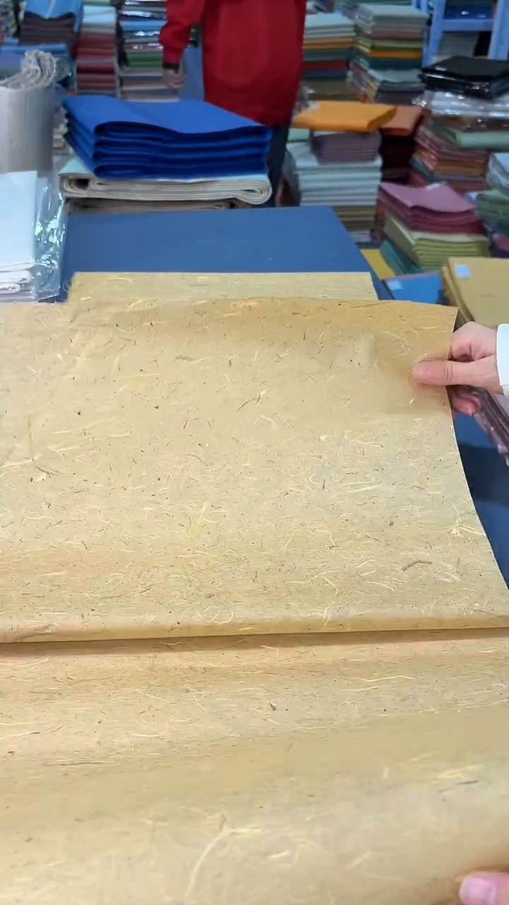 纯手工四尺对开25张土黄色猛料雁楮清水