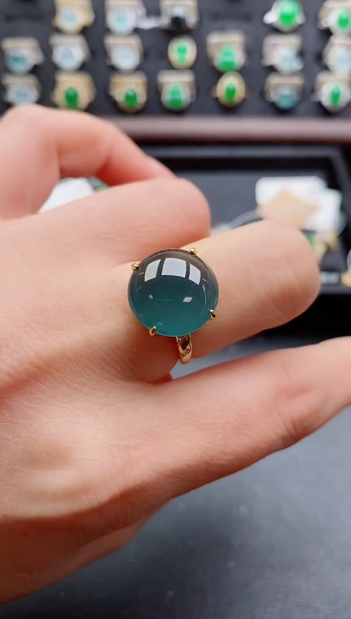 银S925镶嵌戒指翡翠1