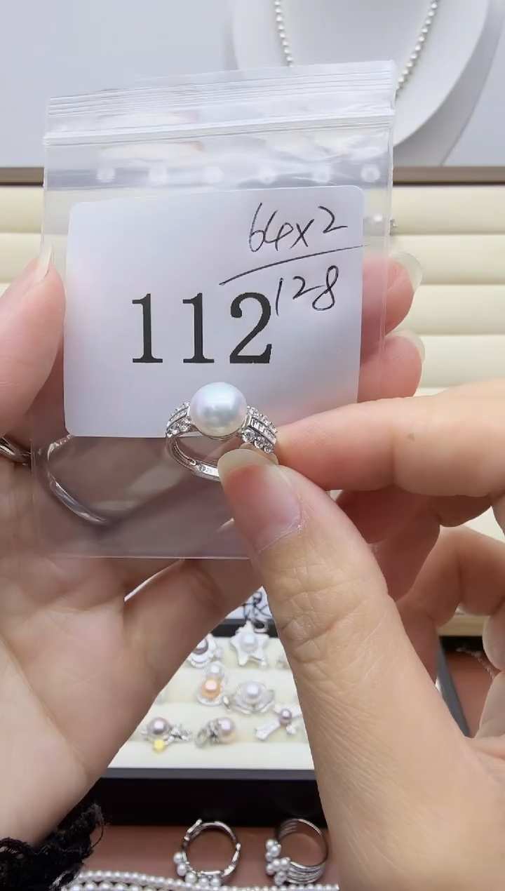 银S925镶嵌戒指淡水珍珠丫*，拍2发1