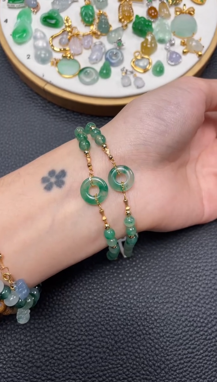 【闪购商品】石英质玉套链18K金镶嵌多样性发货一个  JK660