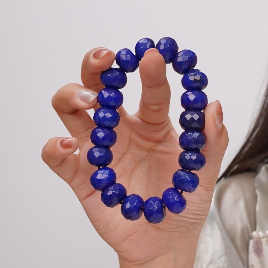 DZ7660  老型蓝色多棱面  青金石手串-FS
