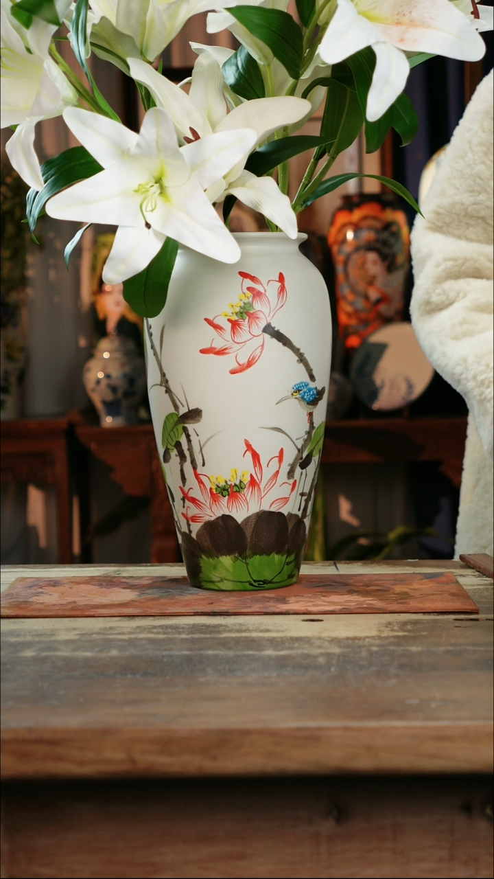 【闪购商品】瓷片景德镇纯手工釉下彩精品花瓶