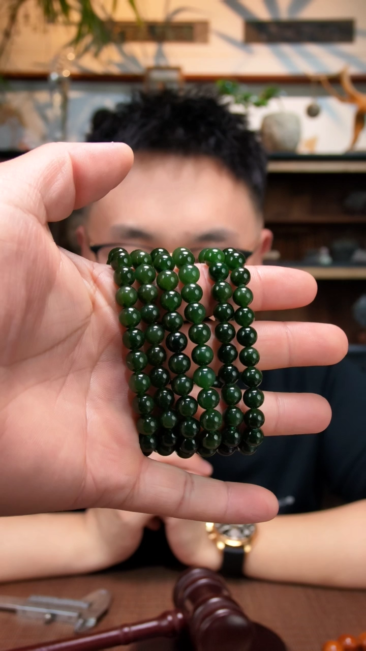 未镶嵌手串和田玉碧玉手串ZD8*+多样性发其一
