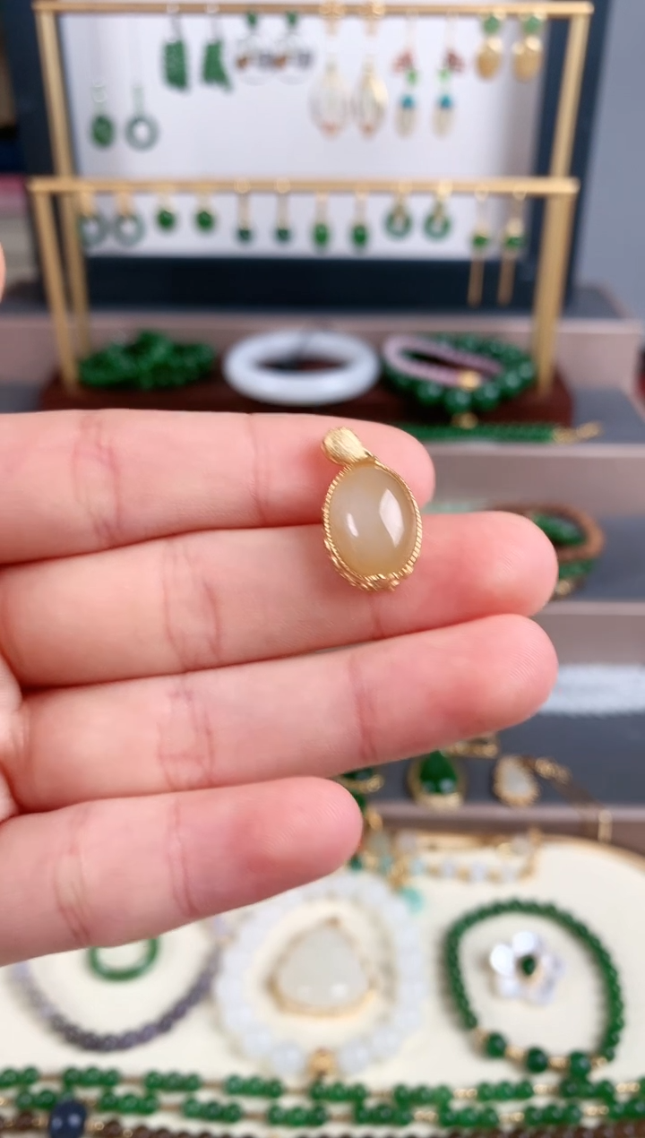 吊坠(不含链)银S925镶嵌和田玉1