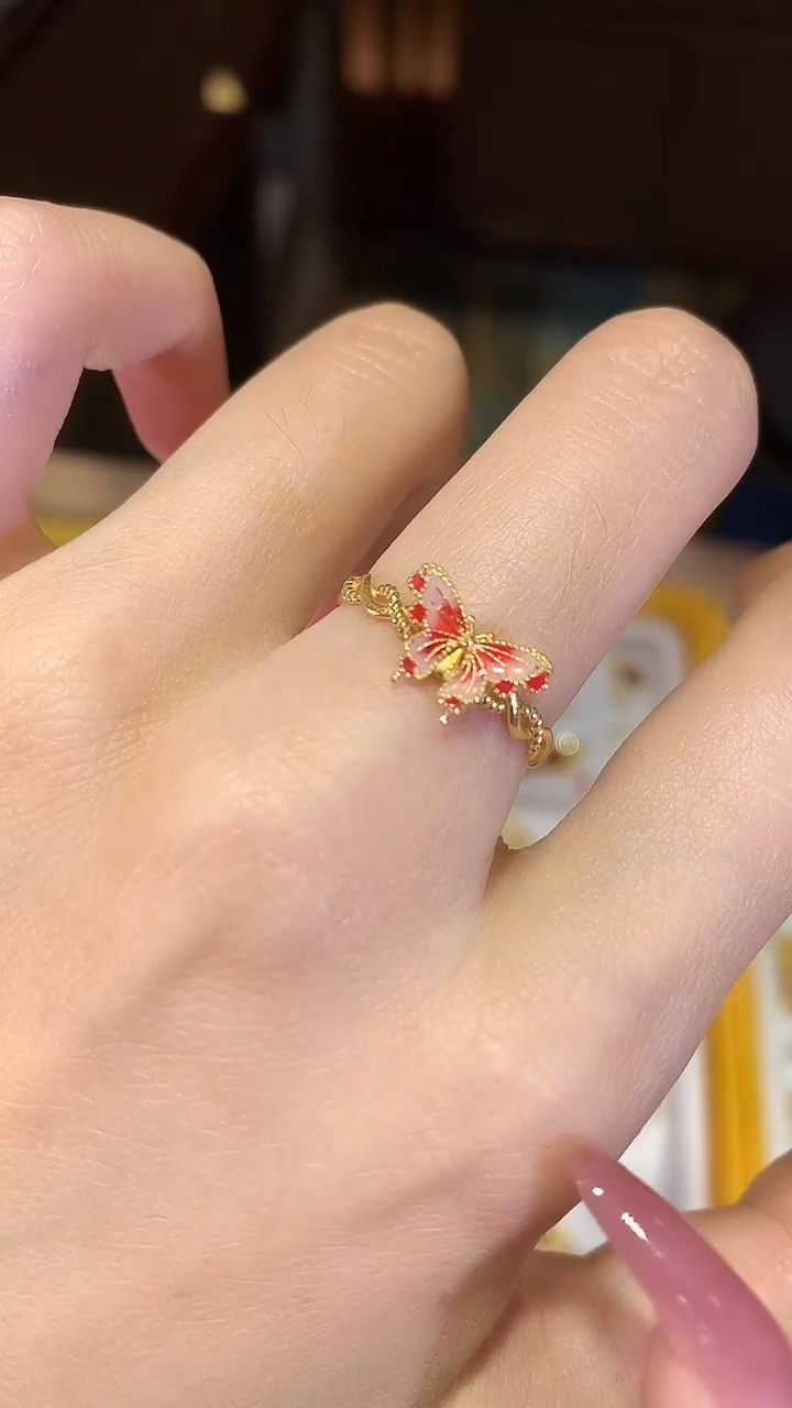 【闪购商品】18K金戒指/指环蝴蝶戒指