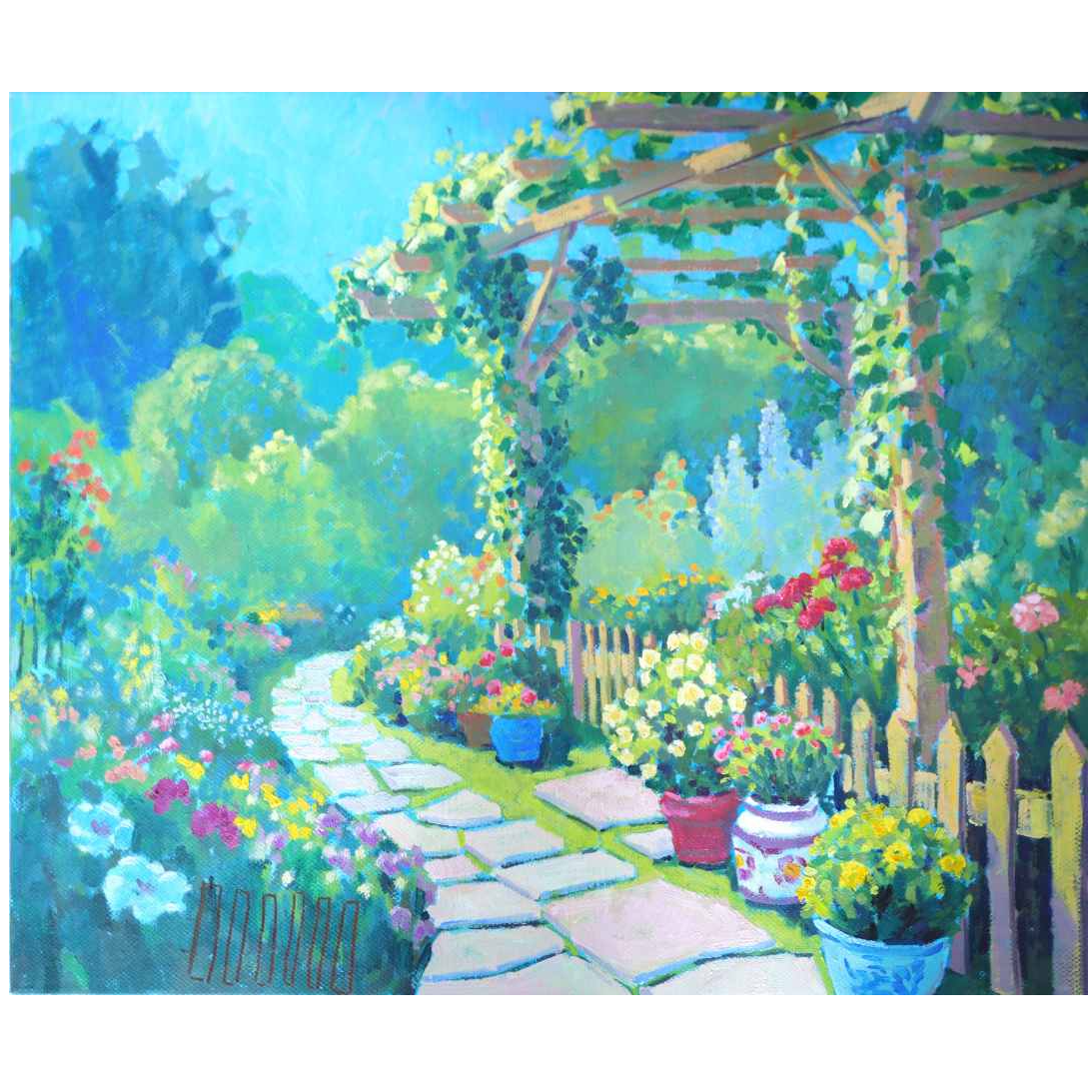 50x60王甜心工作室画作限量1件《花间》手绘画布（非王甜心本人绘画）