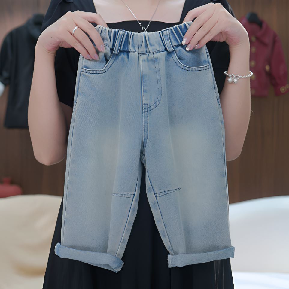 YX251028儿童休闲简单男女童薄款宽松牛仔裤