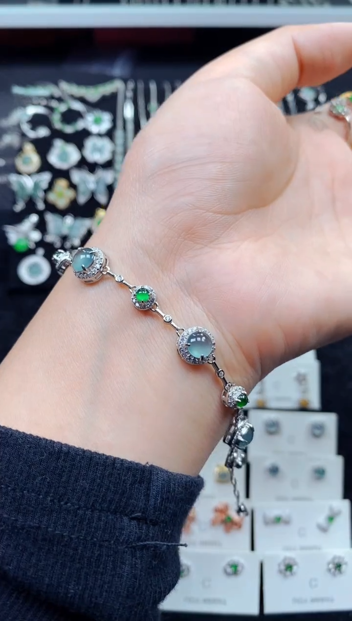 【闪购商品】翡翠手链银S925镶嵌2895