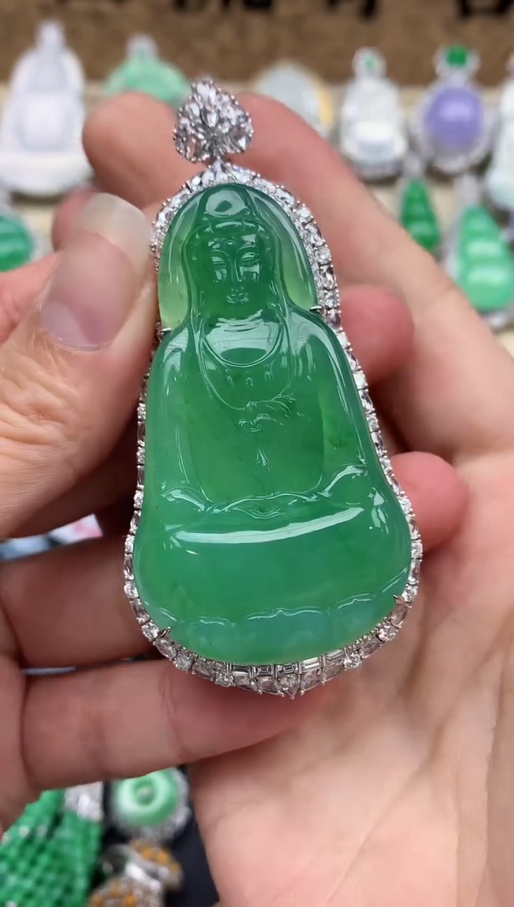 【闪购商品】翡翠吊坠(不含链)18K金镶嵌508-总价121000尾款21000