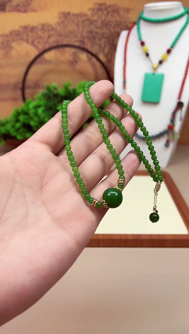 和田玉14K金镶嵌颈饰X738