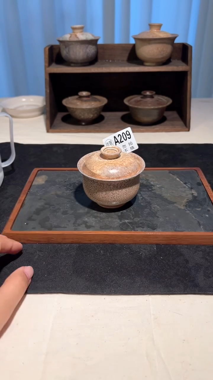 景德镇柴烧裸烧盖碗A209