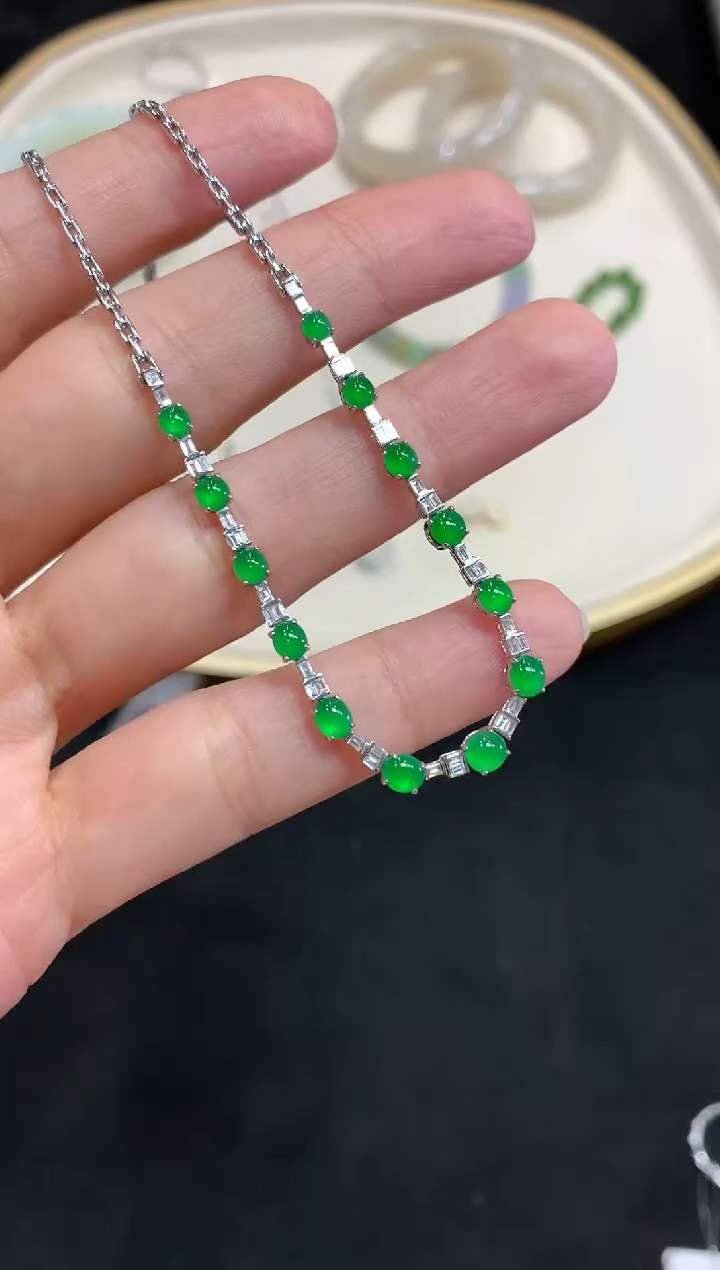 【闪购商品】翡翠项链18K金镶嵌W457|25000