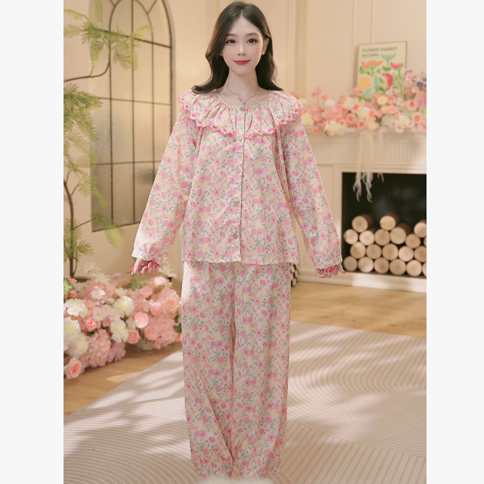 【花之韵】T早秋新款全棉面料长袖家居服高颜值甜美柔软睡衣套装