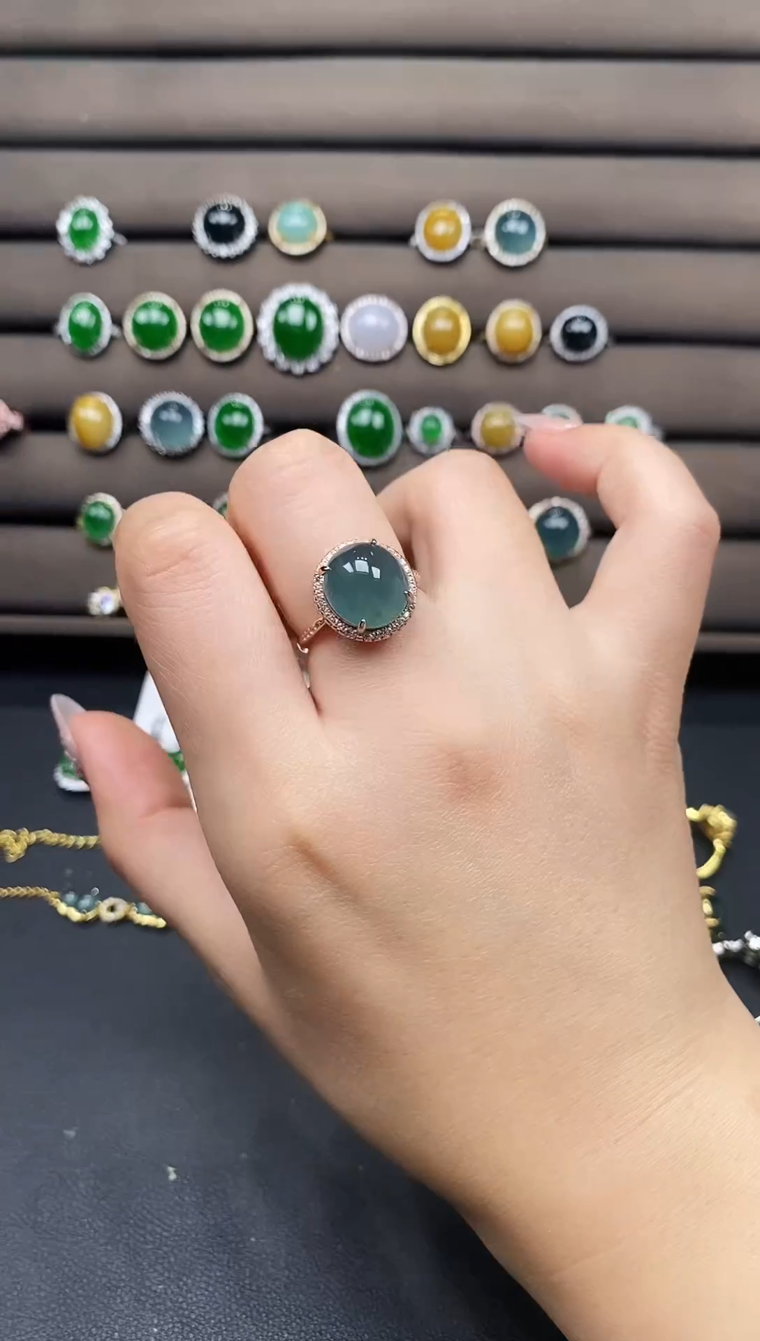 银S925镶嵌戒指翡翠111