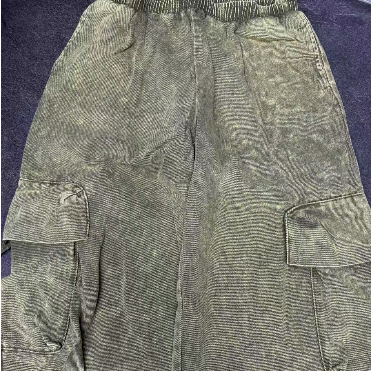 C31-4两色“水洗”松紧腰直筒裤（708）