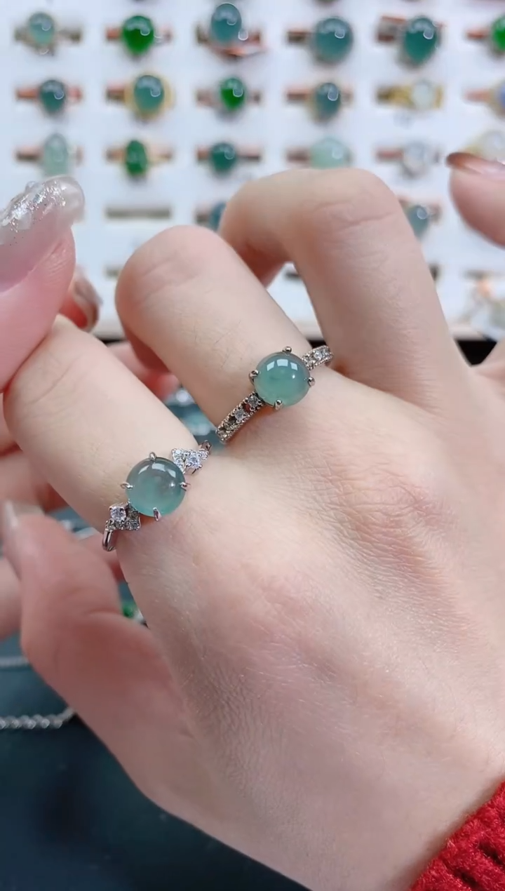 银S925镶嵌戒指翡翠天然翡翠