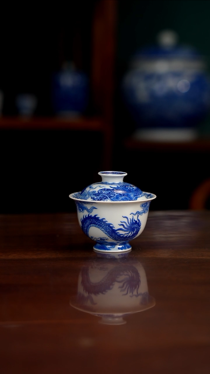 自成堂柴窑 龙盖碗