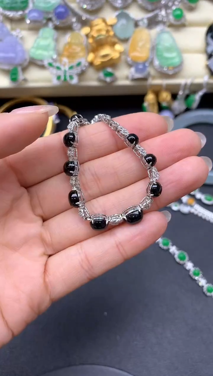 【闪购商品】翡翠手串18K金镶嵌575-中国好珍宝