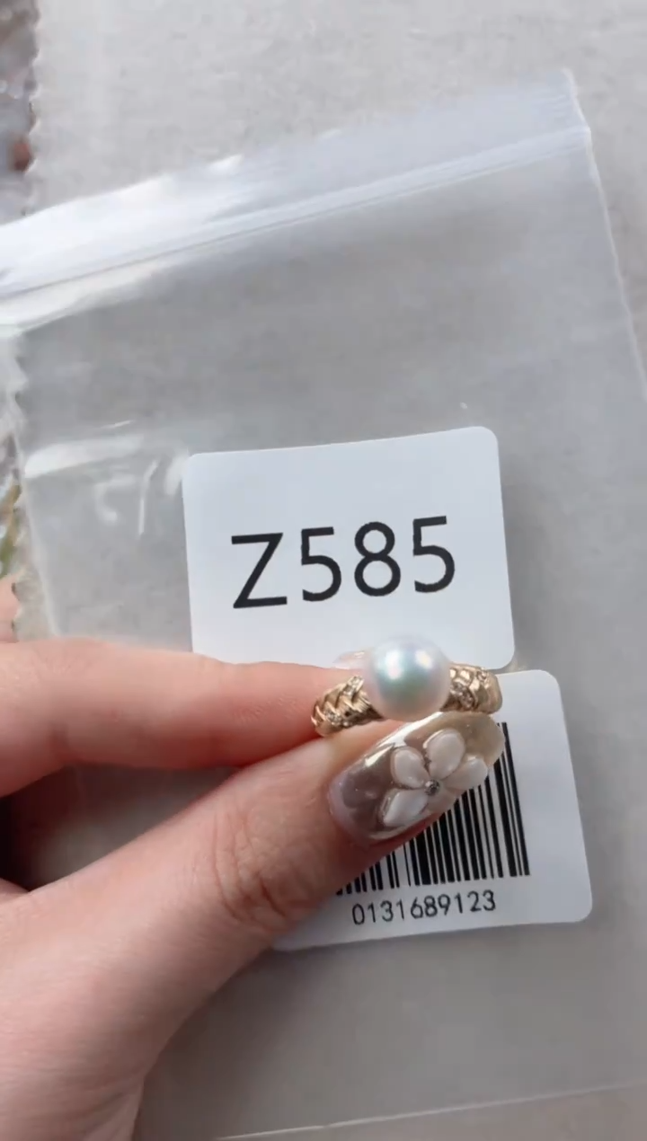 银S925镶嵌戒指海水珍珠Z585