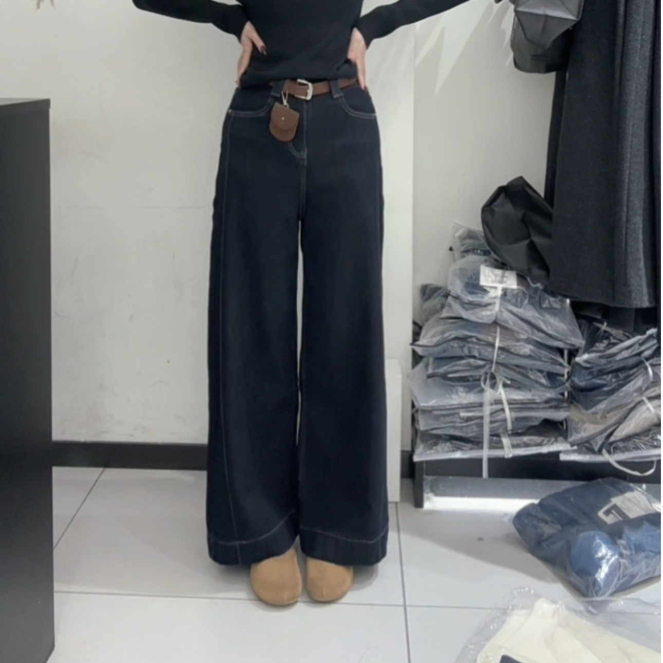 1988 STUDIO•人手一条必入款！窄版加厚牛仔阔腿裤（裤长100左右）