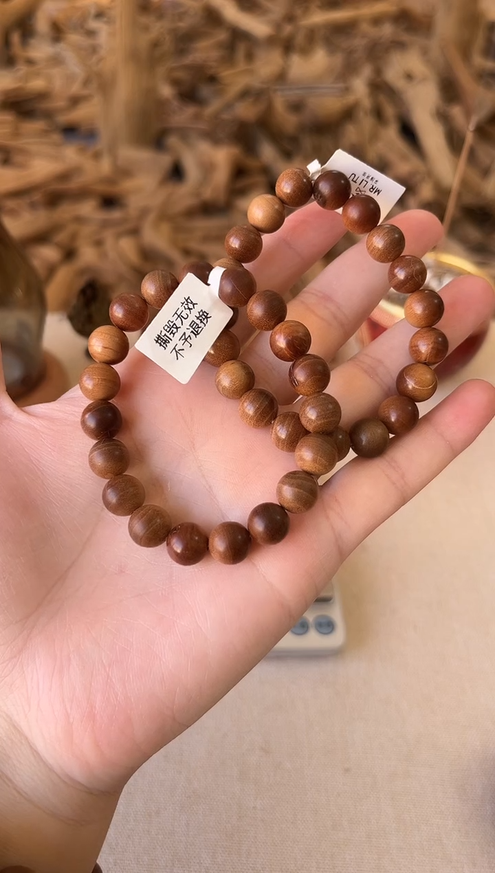 檀香木手串/手链 宾利1.0 横纹 黑肉沉水 瑕疵珠 随机发一