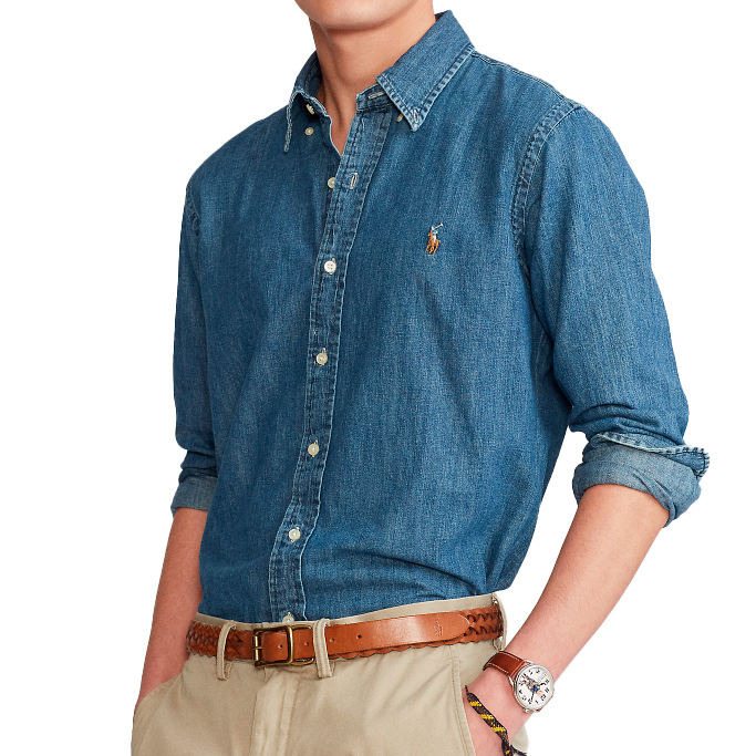 25新款男士小马牛仔彩标刺绣全棉衬衣