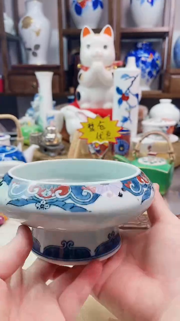 【闪购商品】盘日产青花高足钵